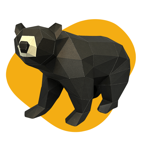 Black Bear - papercraft kit low - poly style