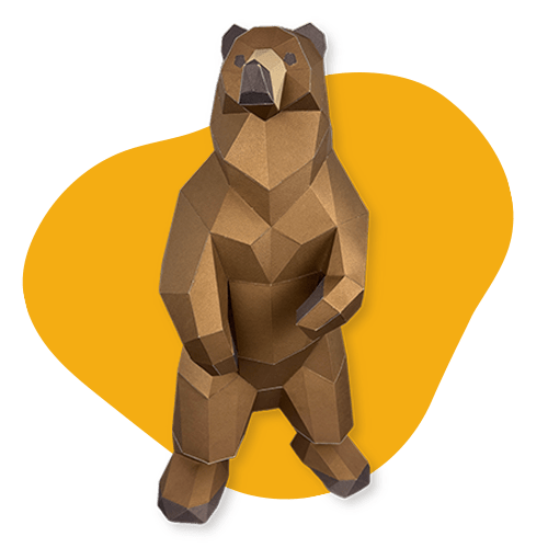 Grizzly Bear - papercraft kit low - poly style