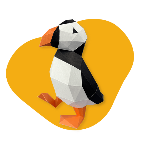 Puffin - papercraft kit low - poly style