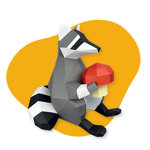 Raccoon - papercraft kit low - poly style