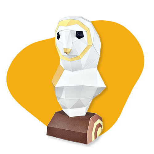 Barn owl - papercraft kit low - poly style