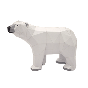 Polar Bear - papercraft kit low-poly style