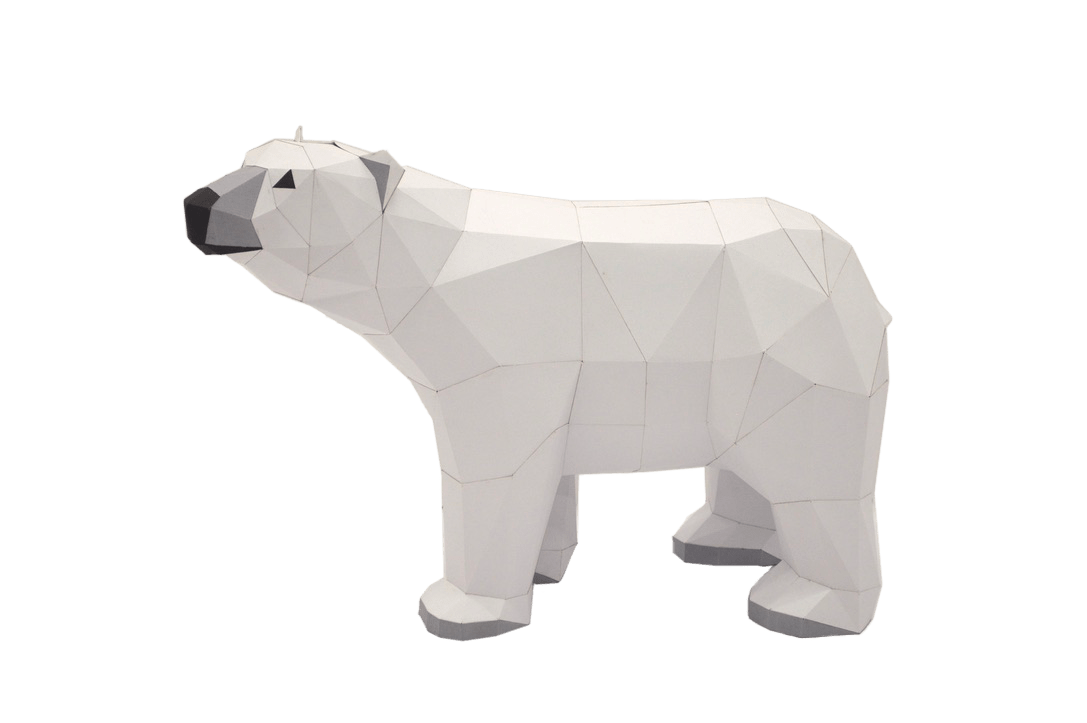 Polar Bear - papercraft kit low-poly style