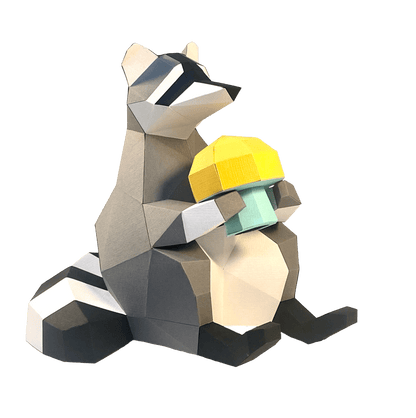 Raccoon - papercraft kit low-poly style